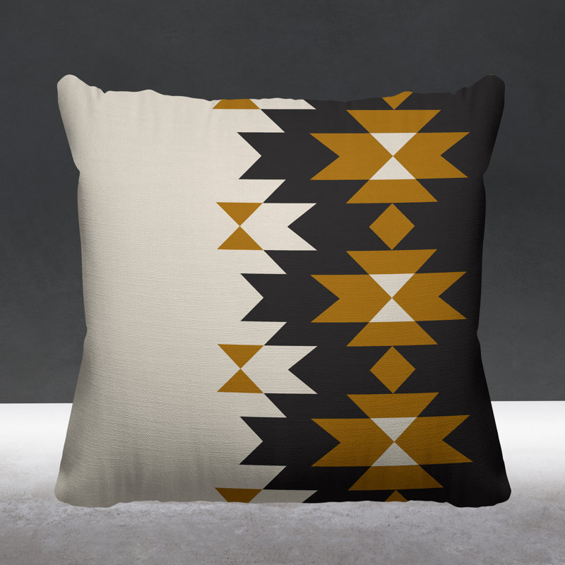 Coussin décoratif intérieur / extérieur Shako Southwestern, Jaune, L 17 po x H 17 po