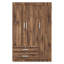 Armoire-penderie à trois portes avec 2 tiroirs et 2 tringles de suspension, brun