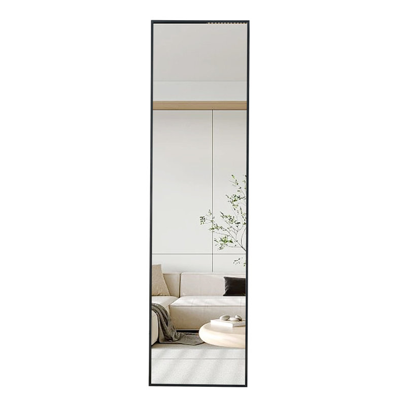 Wall-Mounted Alloy Frame Full Length Mirror, Vertical, Black
