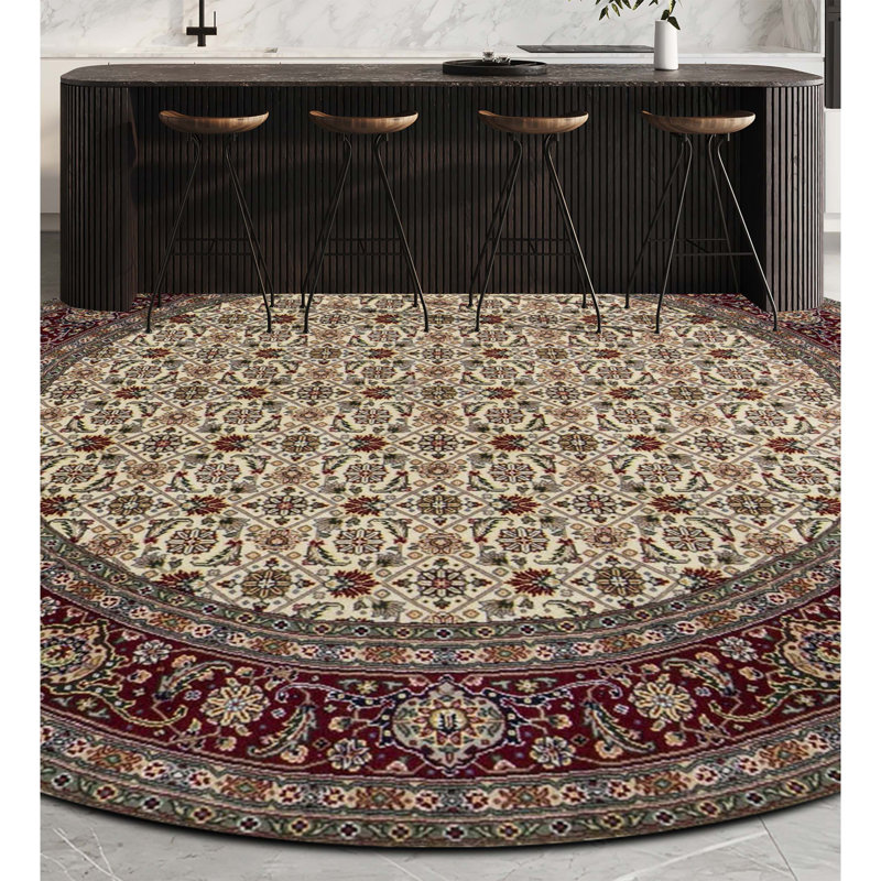 Jahan One-of-a-Kind Round 6' X 6' Round Wool Area Rug in Red/Ivory/Cream