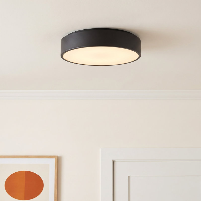 Lucien 1-Light Dimmable Integrated LED Flush Mount, Black, 6'' H x 23.5'' W x 23.5'' D