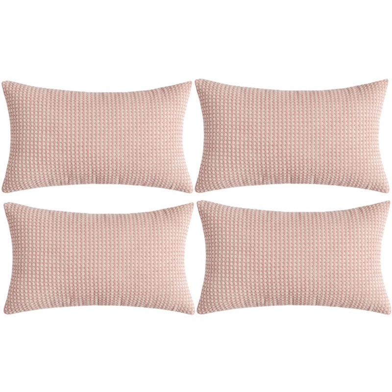 Ensemble de 4 housses de coussin en velours côtelé deux tons, Rose