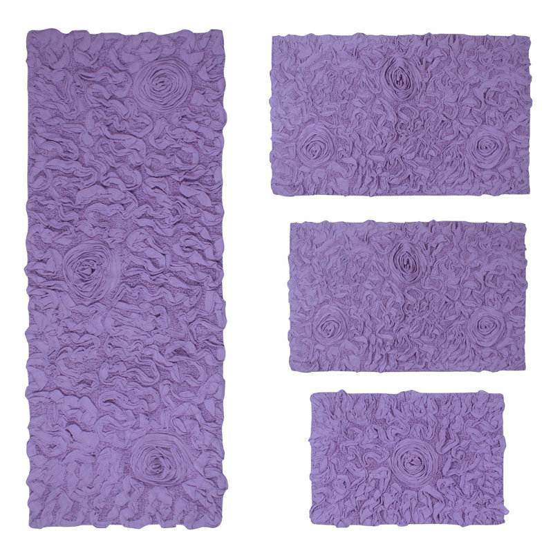 Tapis de bain 100% coton très doux et absorbant Orobosa Collection (ensemble de 4), Mauve