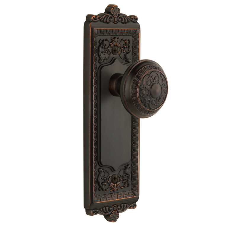 Double plaque Grandeur Windsor avec bouton de porte Windsor, Bronze intemporel