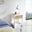 Table basse en rotin blanc avec tiroir - Table d'appoint en panneau de fibres à densité moyenne pour salon / chambre à coucher, rangement facile-1515924669