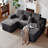 Compression U-Shape Right Sectional Couch (Gray)-2040979201