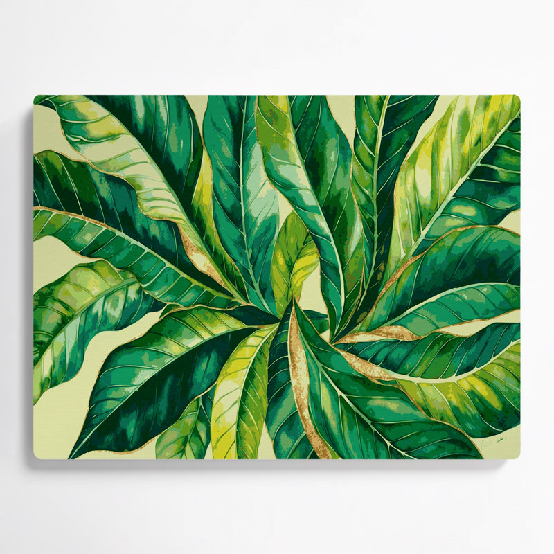 «Hawaiian Ti Leaves», art mural en métal vert, H 12 po x l 18 po