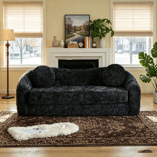 86" Curved Reclining Sofa Bed – Chenille, Compression-Molded Foam