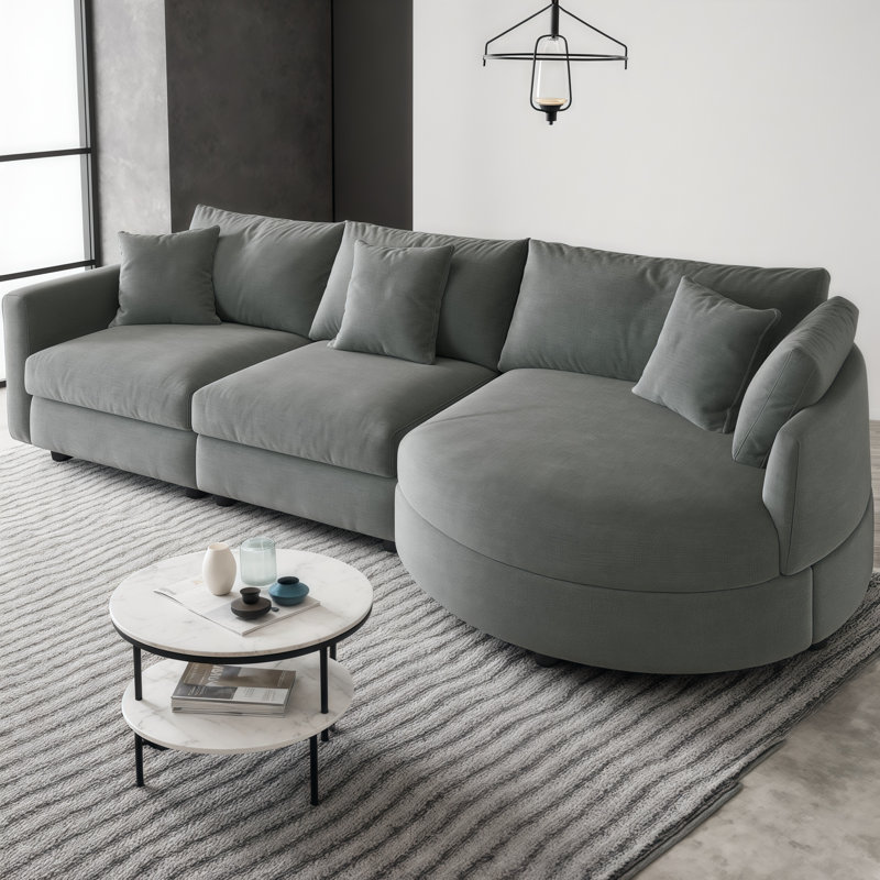 Canapé modulaire en méridienne courbé Cloud-Like - Confort moelleux pour les petits espaces et la vie moderne, Gris