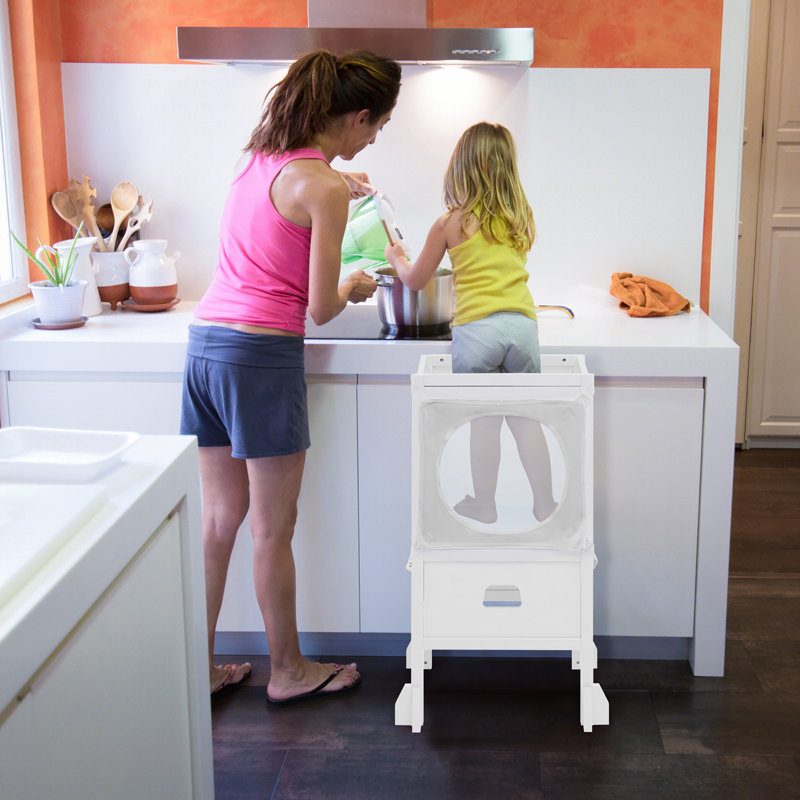 Marchepied avec rangement Ethredge, Blanc