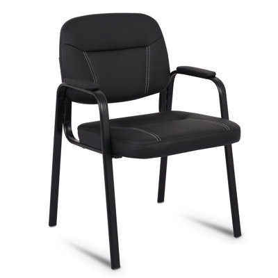 Faux Leather Seat Waiting Room Chair with Metal Frame