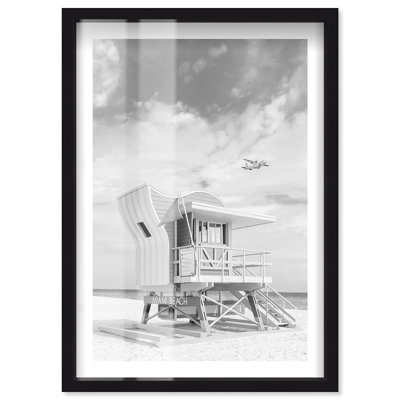 Miami beach Vintage Shadowbox Print Miami Art Prints by Notoriart, Black Frame, 11 x 16