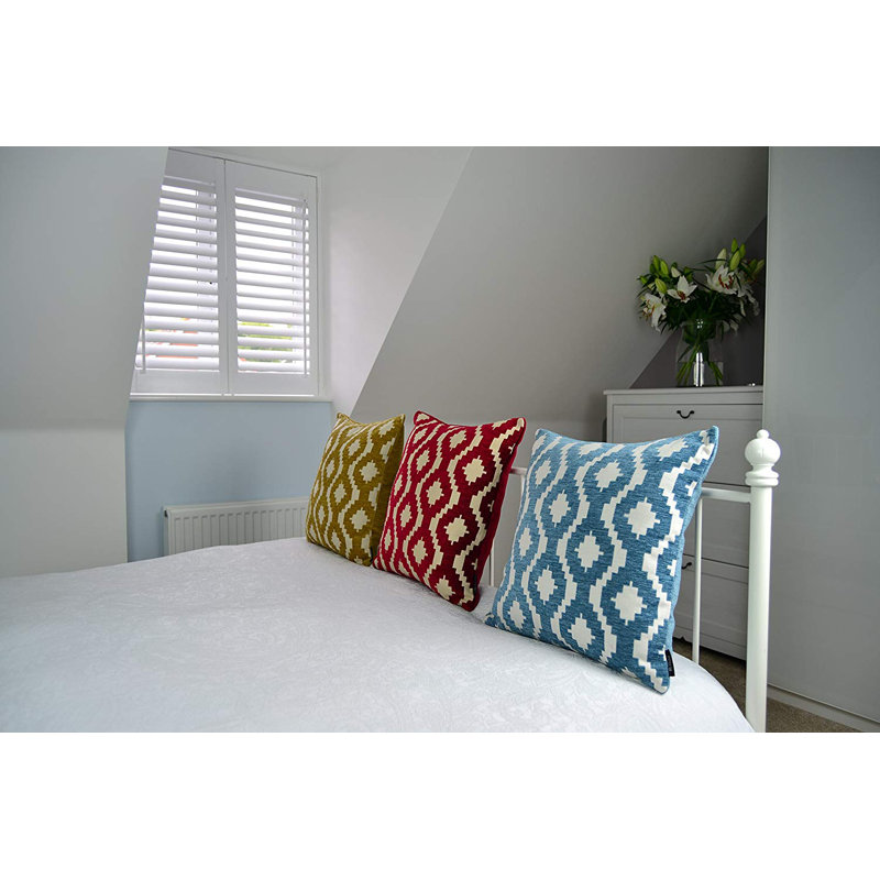Theodosia Geometric Square Cushion, 43 x 43cm, Dark Wedgewood Blue
