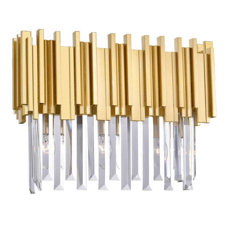 17'' 3-Light Vanity Light with Medallion Gold Finish – For Bathroom, Powder Room, Hallway – E12 LED Compatible – Crystal Accents and Art Deco-Inspired Glam