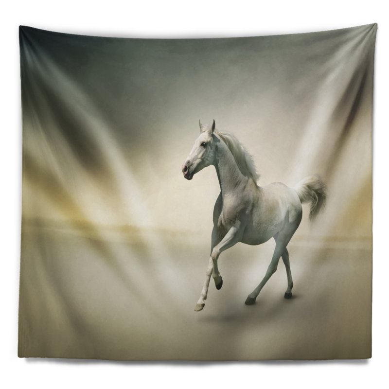 Tapisserie «White Horse in Motion», H 32 po x l 39 po