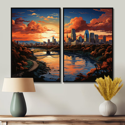Ensemble d'art urbain sur toile City City Popart I - Cityscapes Austin