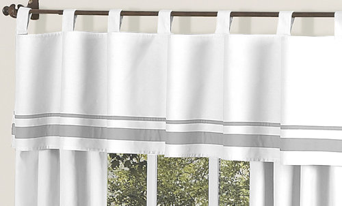 Sweet Jojo Designs Hotel Collection Bath Shower Curtain - White And Gray Cotton 72x72