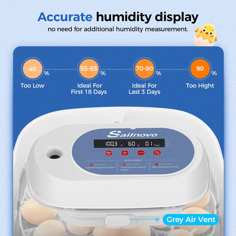 24 Egg Incubators For Hatching Eggs, 4 Modes Egg Incubator With Automatic Egg Turning And Humidity Display, Egg Candler - 360° View With Clear Window Incubators For Hatching Chicks