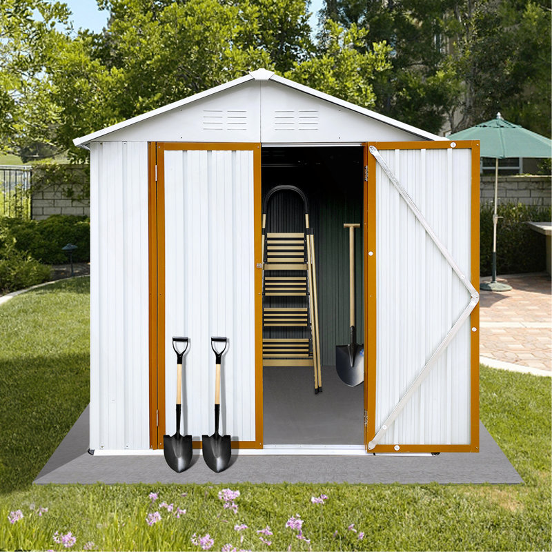 Outdoor Storage Sheds 4Ftx6ft Apex Roof, White/Yellow