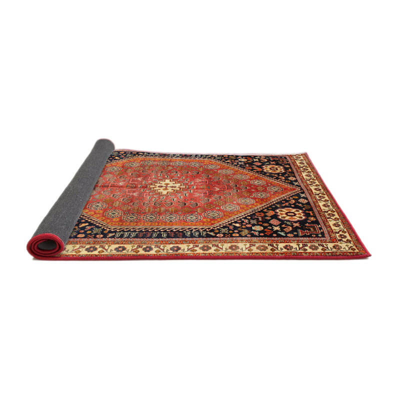 Tapis traditionnel rouge / noir, Rond 3 pi