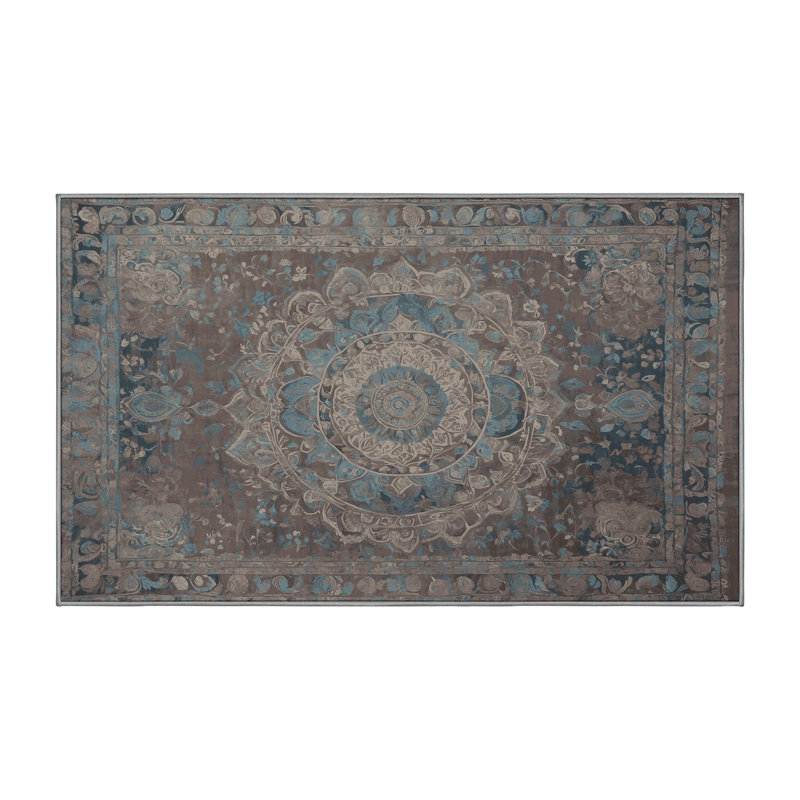 Machine Washable Gray Area Rug, Rectangle 4' x 6'