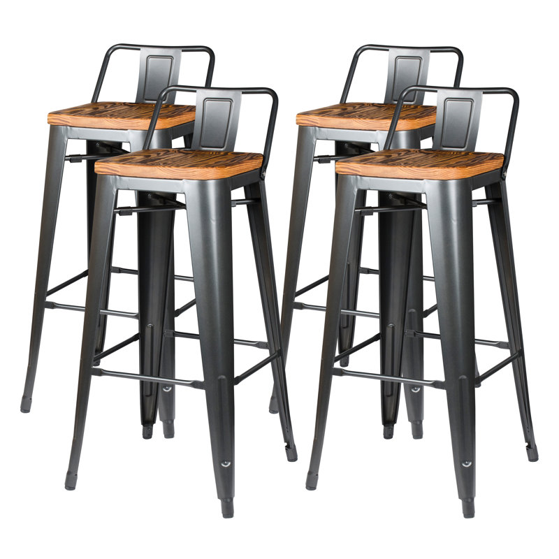 Nesbit Counter Stool with Metal Frame, Gunmetal, Counter Stool (26" Seat Height)