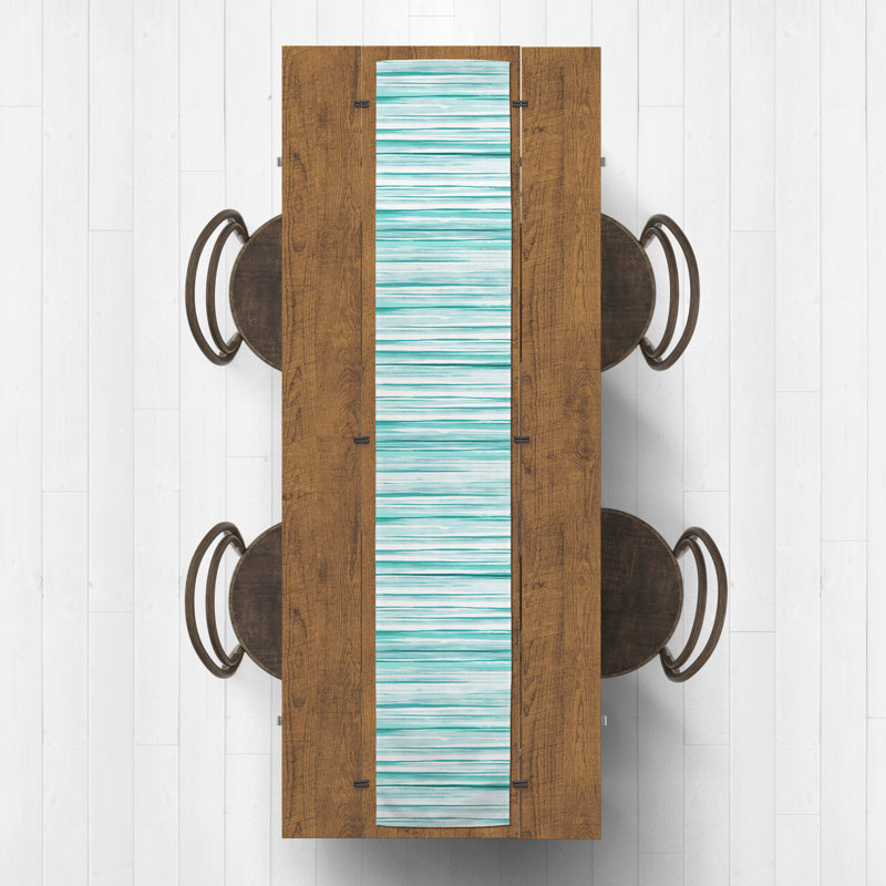 Chemin de table à rayures Neville, L 72 po x l 16 po, Bleu sarcelle, Striped 2