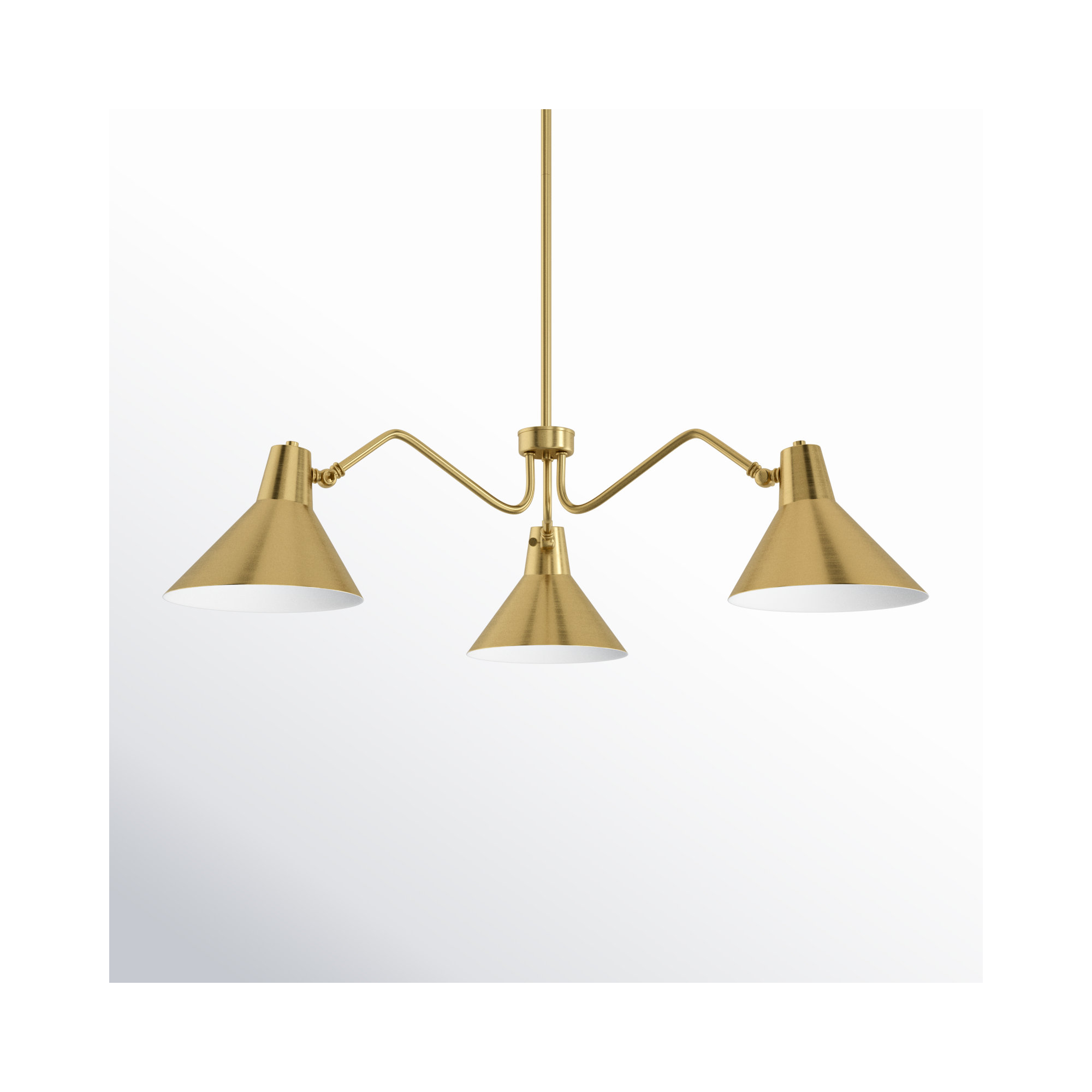 3 - Light Metal Dimmable Chandelier, Brushed Bronze, Gold