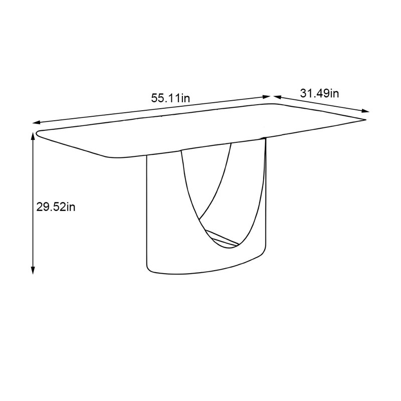 Table rectangulaire simple et moderne de luxe, H 29,52 po x L 55,11 po x l 31,49 po