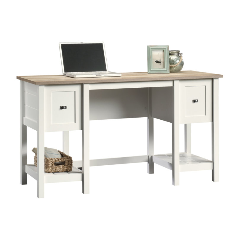 Bureau Coastal avec lot classeur latéral, finition blanche