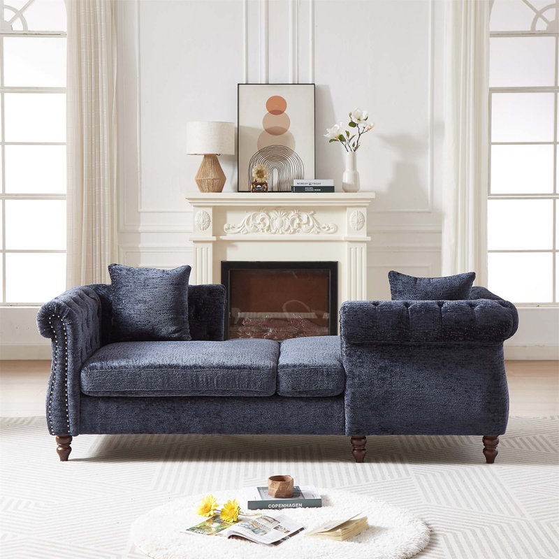 Chaise longue confortable Castanon avec un design élégant pour différentes pièces, Bleu