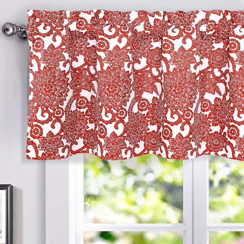 Cantonnière florale sur mesure 52 po, Rouge