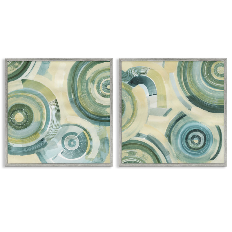 Ensemble de 2 giclées encadrées Modern Passiflora Circles, design par Grace Popp, H 17 po x l 34 po