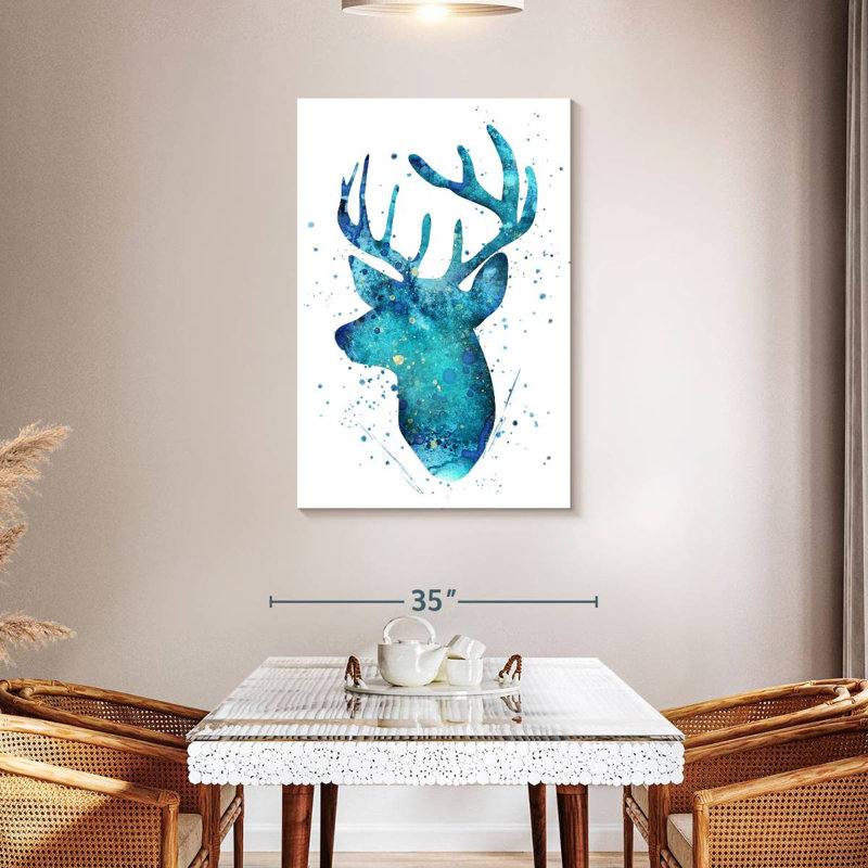 Cerf Brampt turquoise, H 45 po x l 30 po