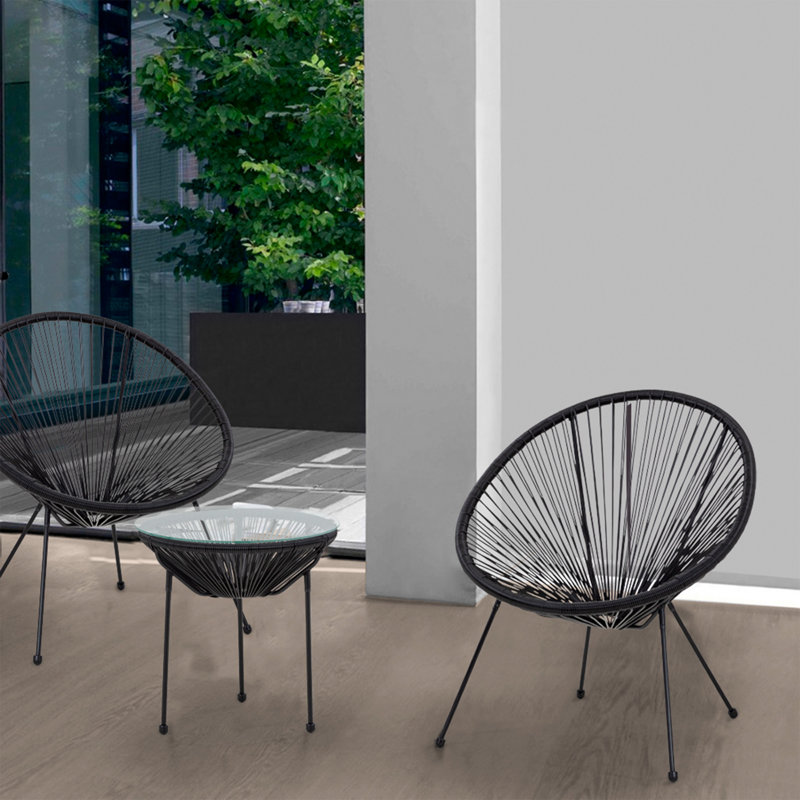 Arciniega Long Patio Bistro Sets, Black