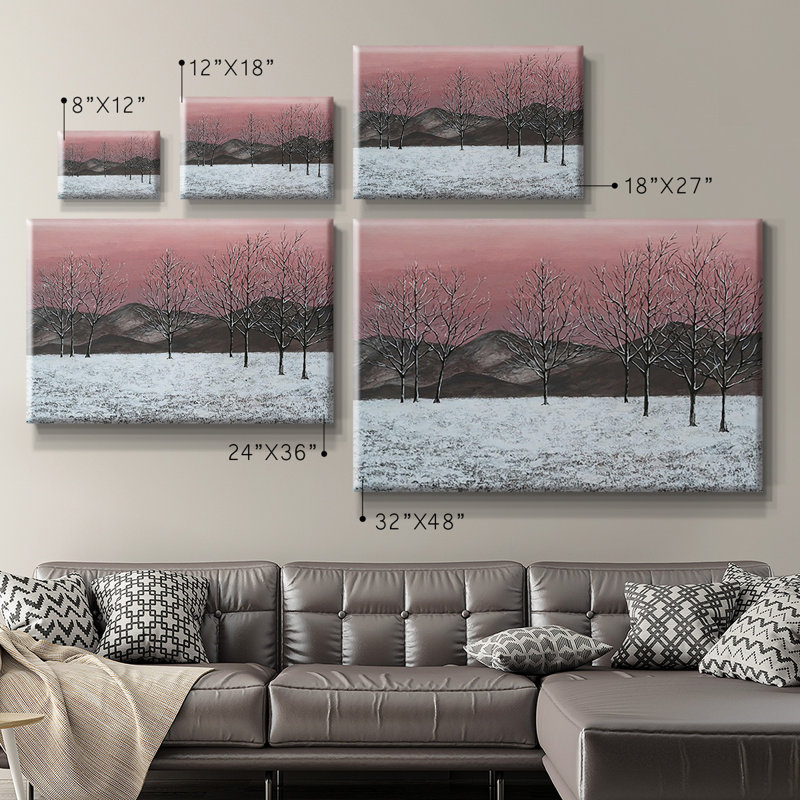 Toile tendue avec châssis de qualité supérieure Sunset Snowfall II - prête à être accrochée, H 32 po x l 48 po