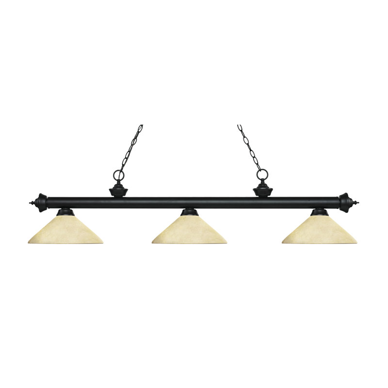 Chevelle 3 - Light Pool Table Lights Pendant, Matte Black, Golden Mottle