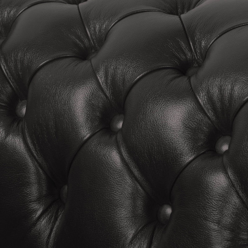 Tayjah Genuine Leather Sofa, Black, 5