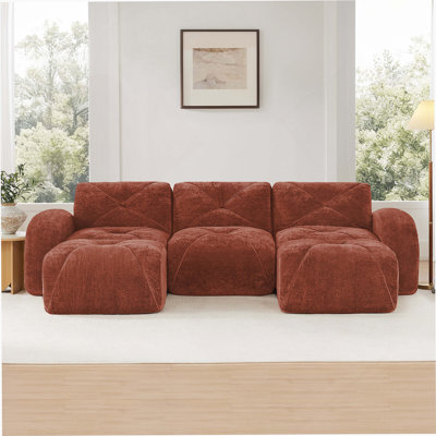 Canapé en forme de U sans os avec design capitonné et éponge haute densité pour un confort ultime et une disposition flexible.