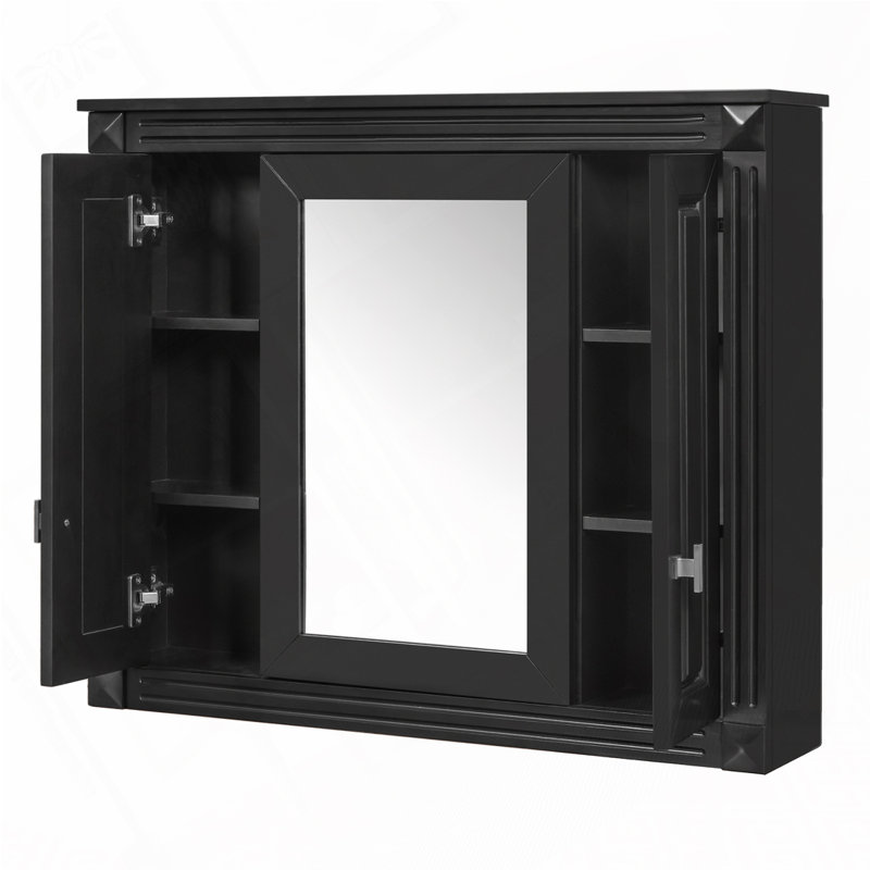 Armoire murale de salle de bain avec miroir, Noir