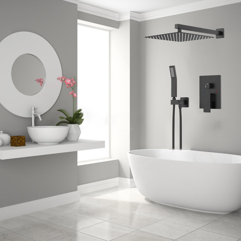 Robinet de douche complet avec valve brute, Noir