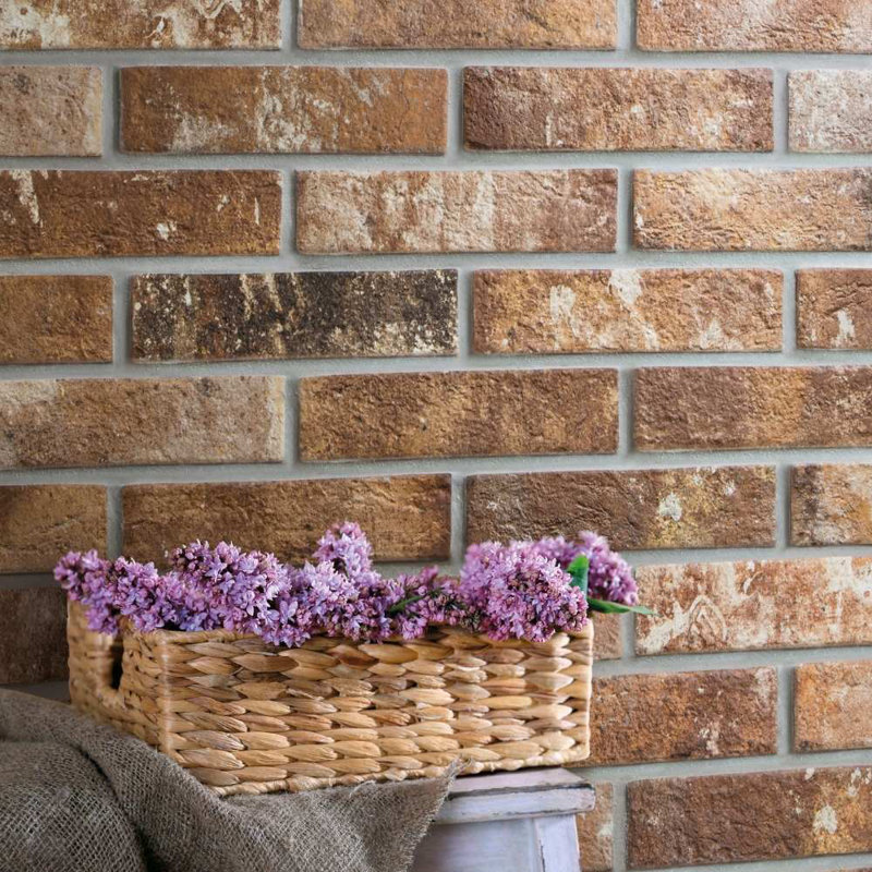 Brick City 2" x 10" Sunset Porcelain Subway Floor and Wall Tile, Sunset