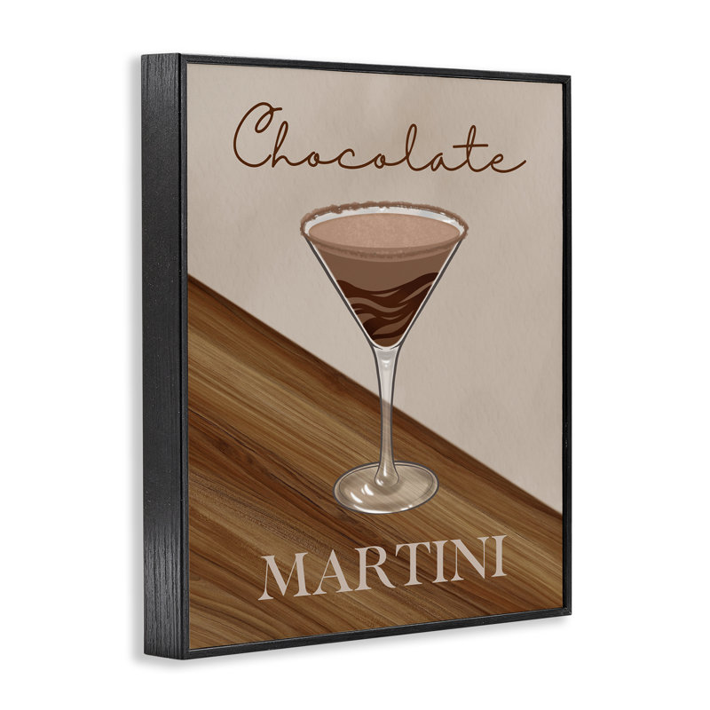 Martini au chocolat sur giclée brune encadrée, design par Marcus Prime, H 30 po x l 24 po, Giclée noire de minuit encadrée