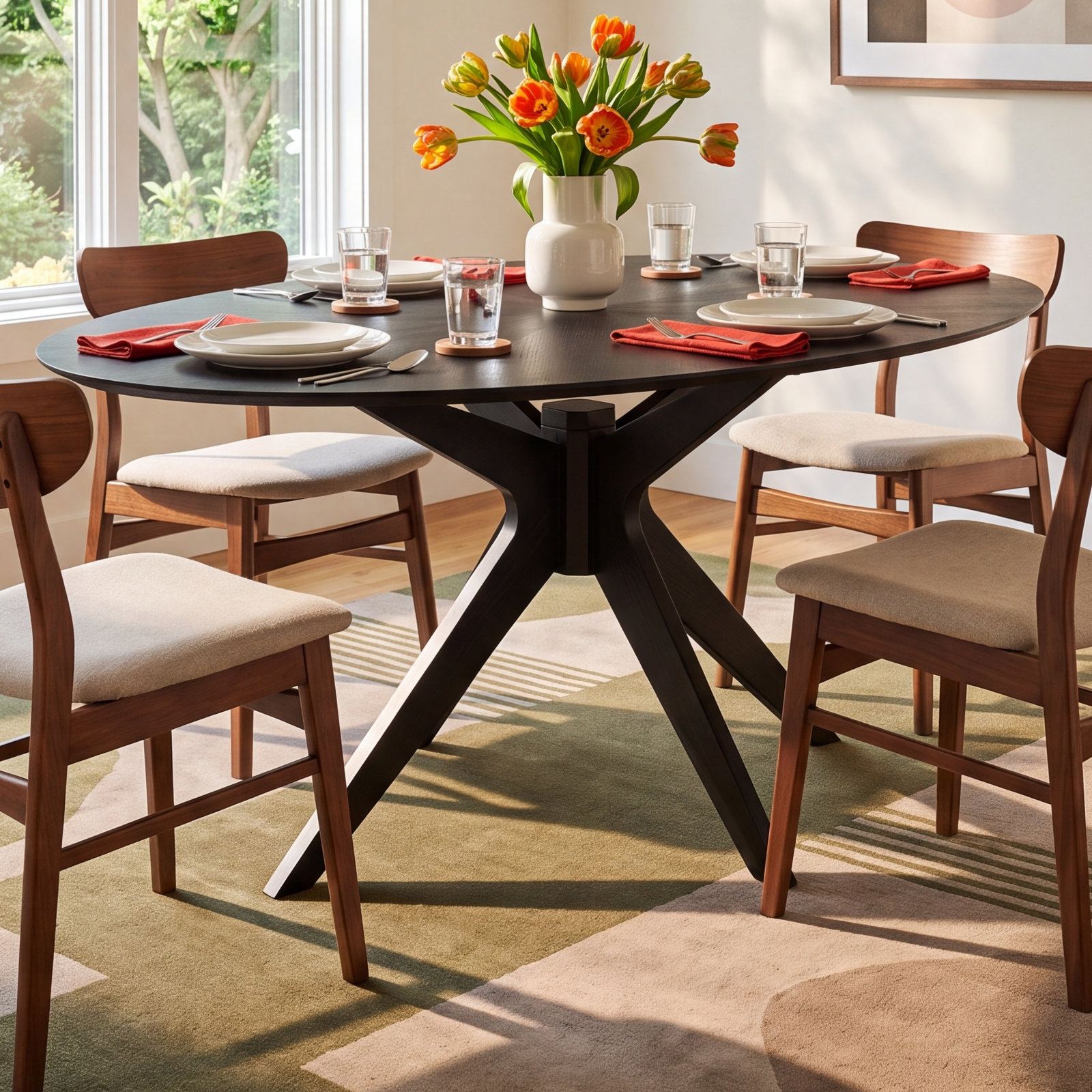 Fenway 70.5'' Oval Dining Table, Black Top/Black Base