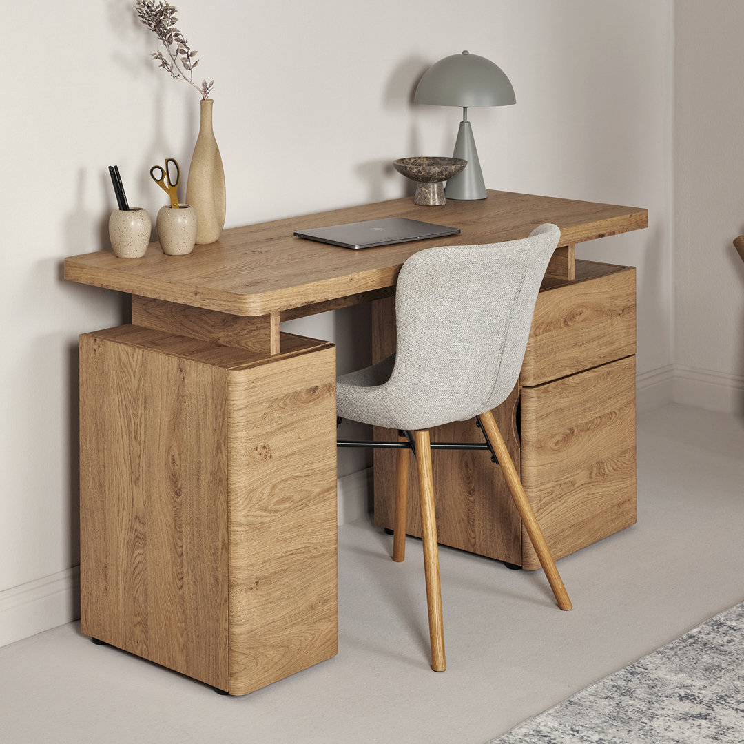 Hollice 135Cm W Rectangle Writing Desk with Cabinet