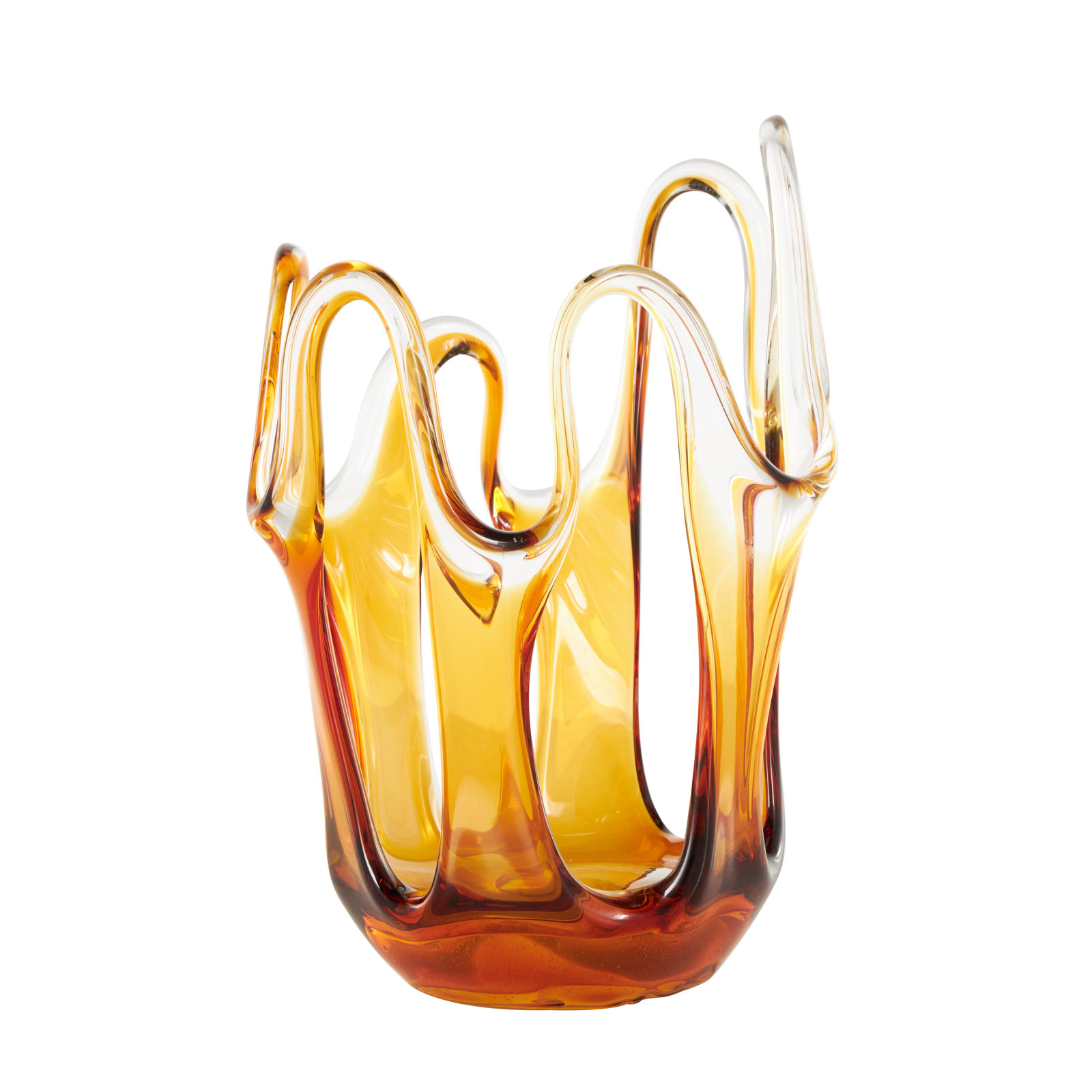 Glass Table Vase, 9.85" H x 7.4" W x 6.5" D
