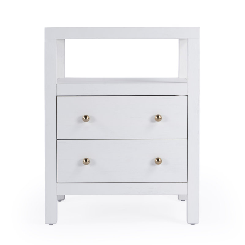 Nora 2-Drawer Nightstand, Textured White