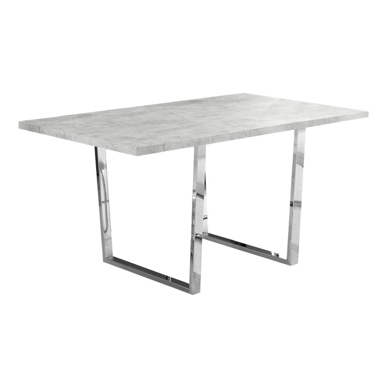 Table de salle à manger, rectangulaire, 60 po, cuisine, salle à manger, stratifié gris, métal chromé, contemporain, moderne