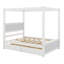 Wood Canopy Bed With Four Drawers And Support Slats