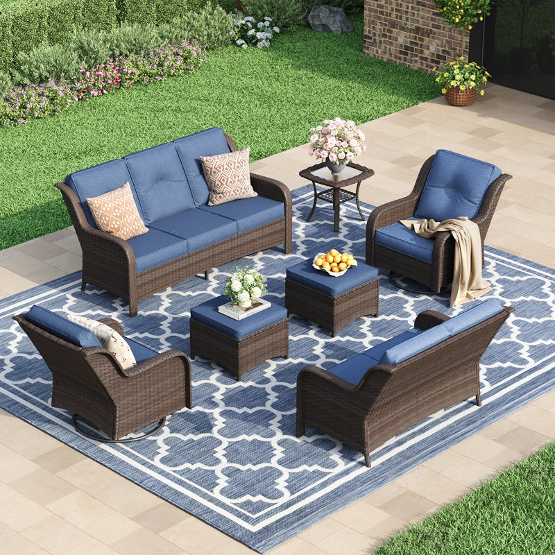Outdoor Conversation Set, Slate Blue, Brown
